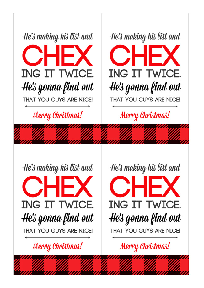 Printable Chex mix gift tags