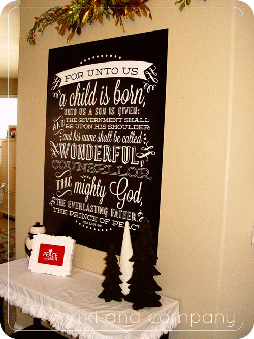 For Unto Us a child is born scripture verse on a print in a frame