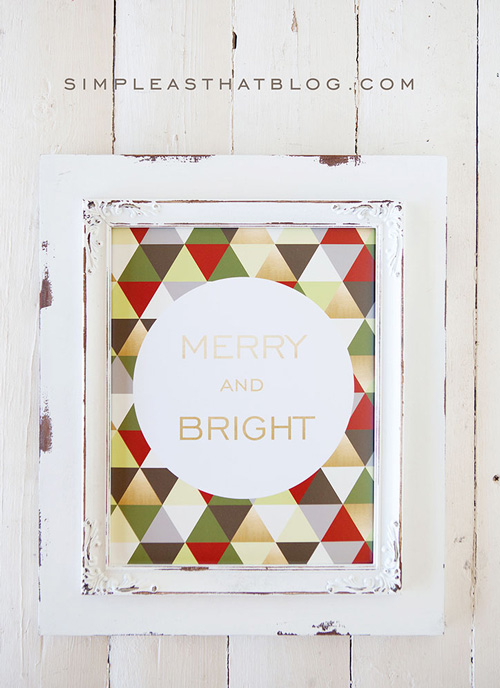 Merry and Bright Christmas print in a frame