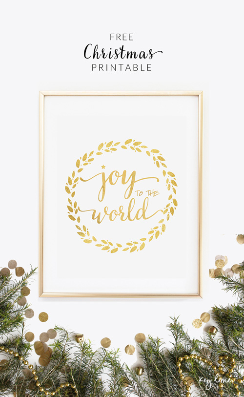 Joy to the World Christmas print in gold