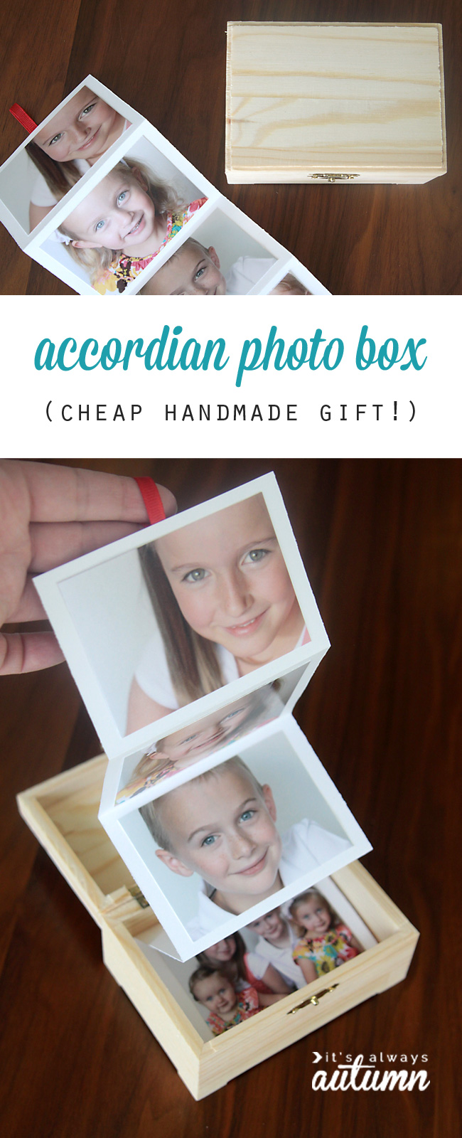 DIY accordian photo box gift