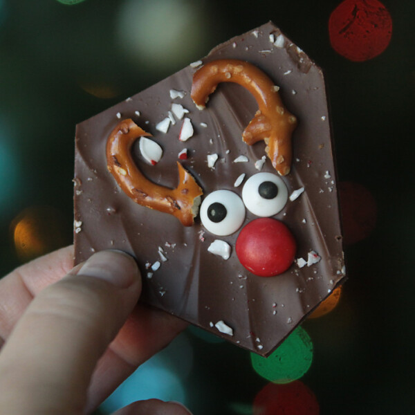 This is so cute! Chocolate peppermint reindeer bark is a fun Christmas treat that's super easy to make. My kids would love it!