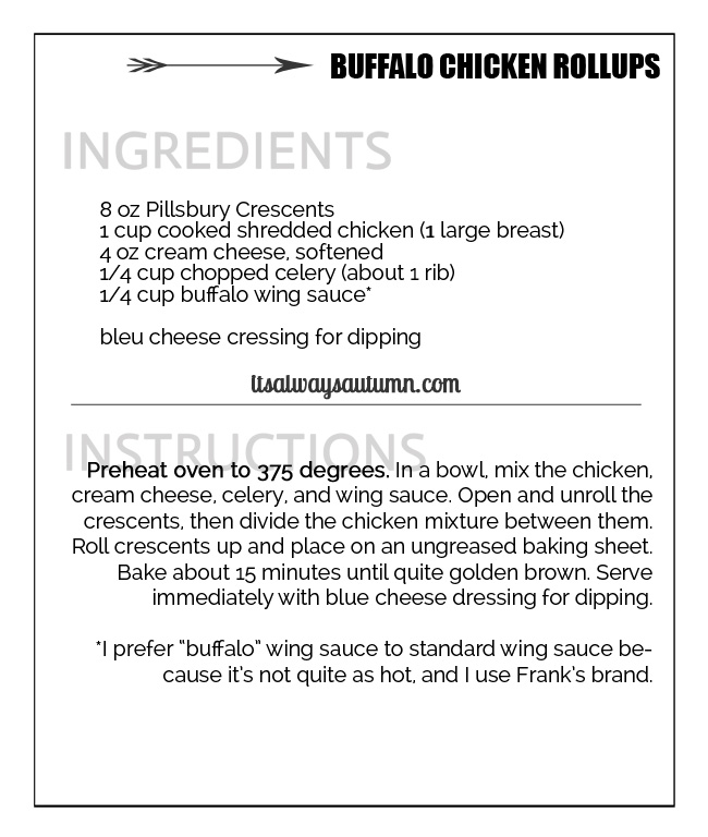 buffalo chicken rollups {easy recipe} It's Always Autumn