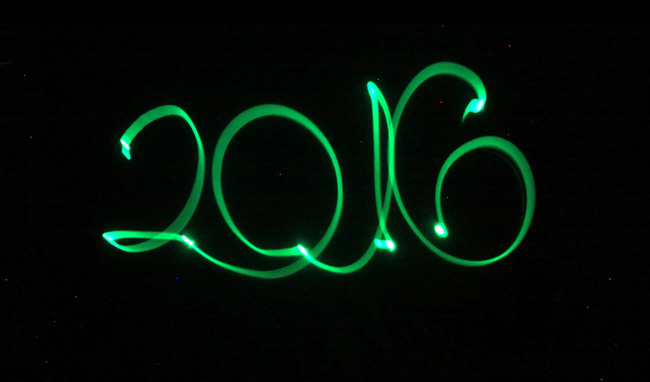 2016 spelled in light
