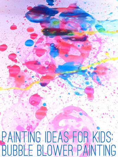 Bubble blowing painting for kids