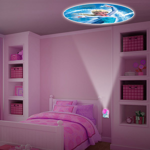 A nightlight in a bedroom that projects a picture on the ceiling