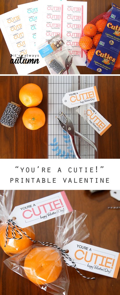 "you're a cutie!" free printable healthy Valentine - It's Always Autumn
