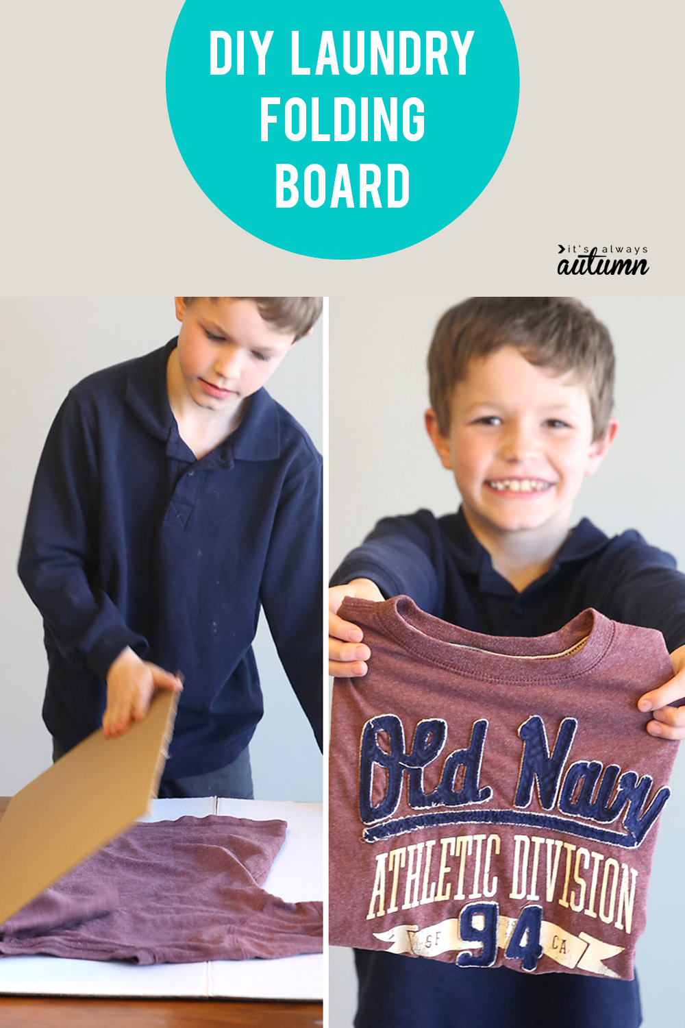 This is so smart! Make your kids a simple laundry folding board out of cardboard so they can learn to fold their clothes!