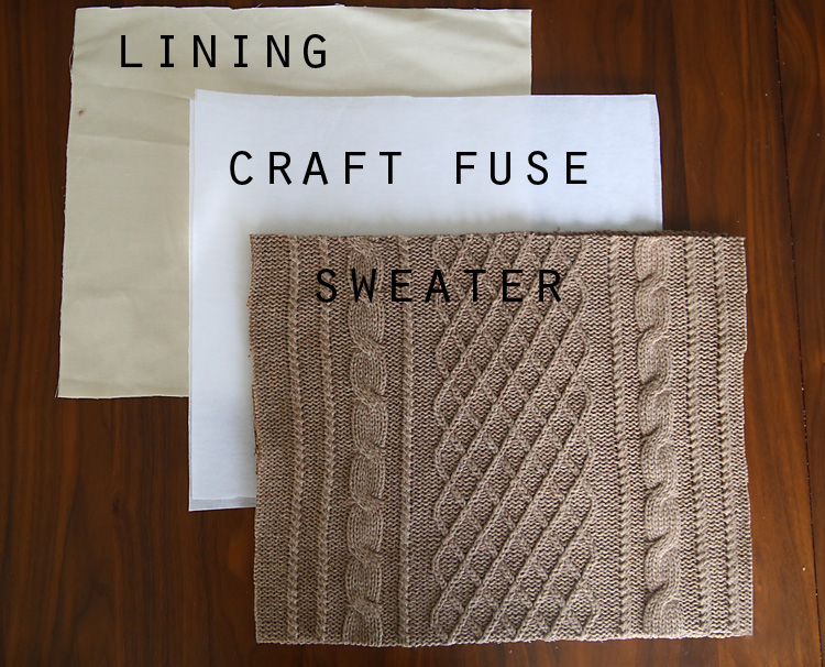 rectangles of living fabric, craft fuse interfacing, sweater fabric