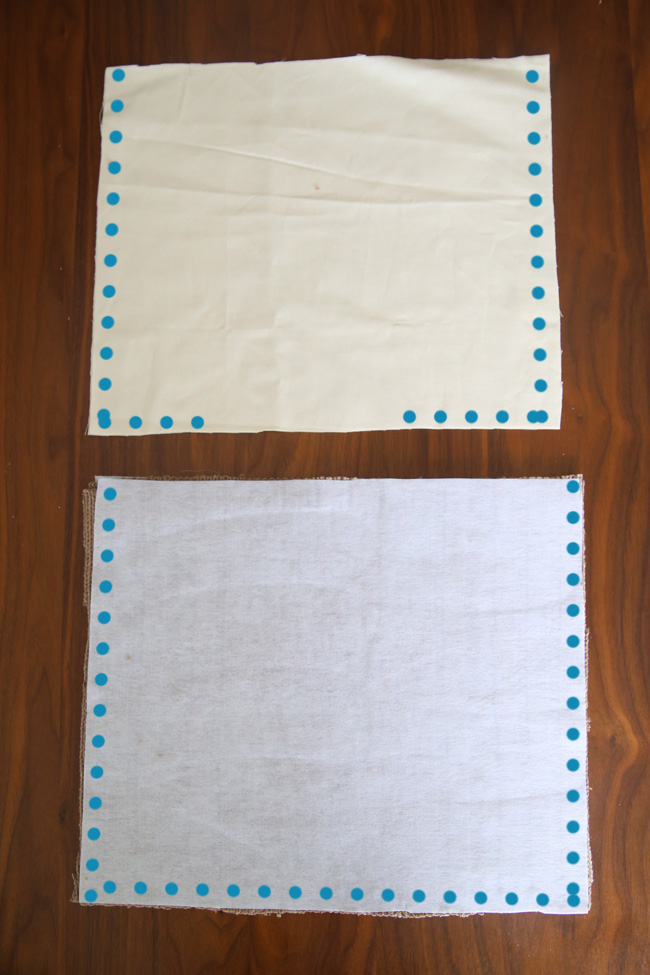 Lining and interfacing with seams marked