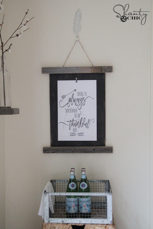 Art print hanging on a wall with quote: there is always something to be thankful for