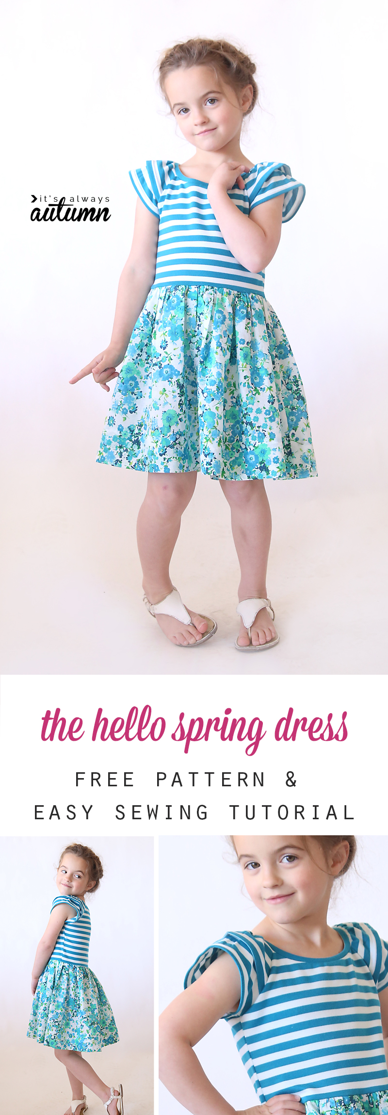 A little girl wearing the hello spring dress