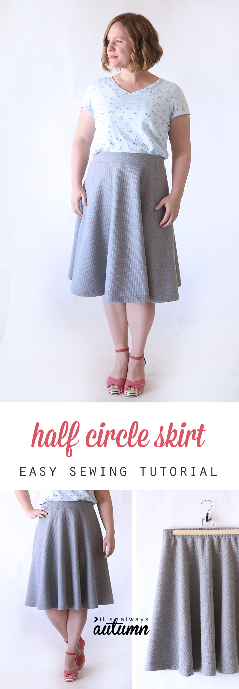 Easy Half Circle Skirt Sewing Tutorial Make A Pattern In Any