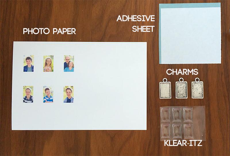 photo paper, adhesive sheet, charms, Klear-itz