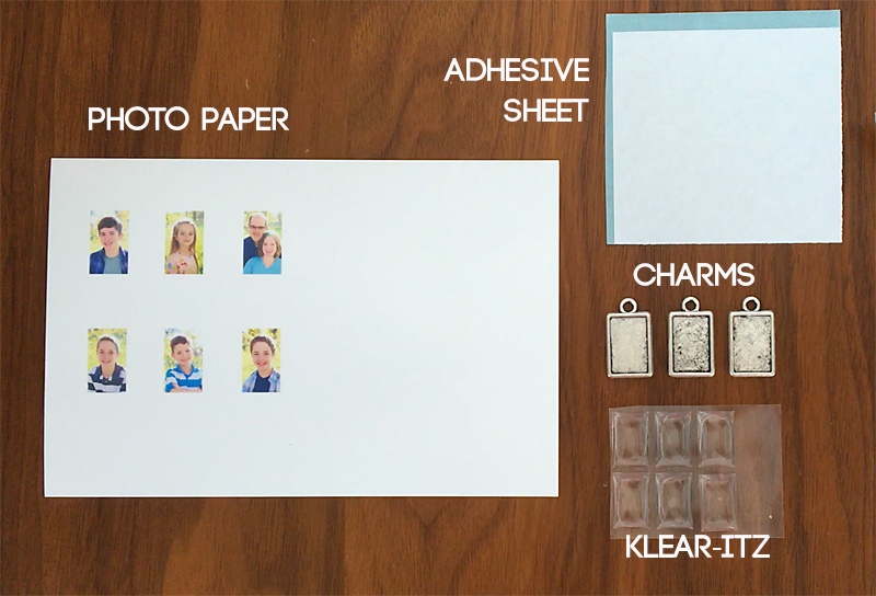 photo paper, adhesive sheet, charms, Klear-itz