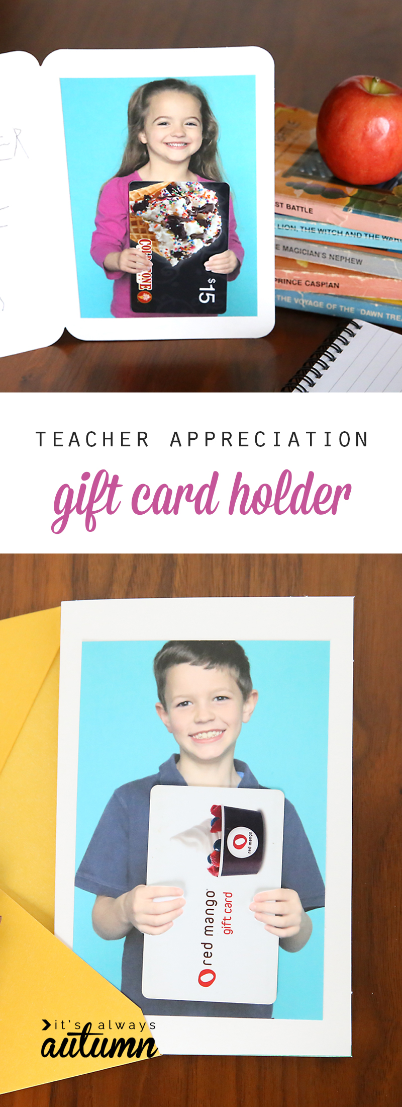 Teacher appreciation photo gift card holder