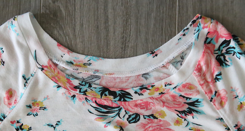 Finished neckline with binding inserted and pressed