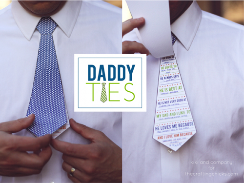 Man wearing a Father\'s Day tie made from paper 