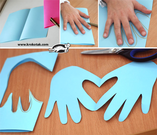 Father\'s Day card in the shape of handprints forming a heart
