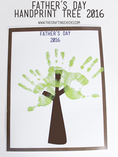 Father\'s Day card with tree made from handprints on it