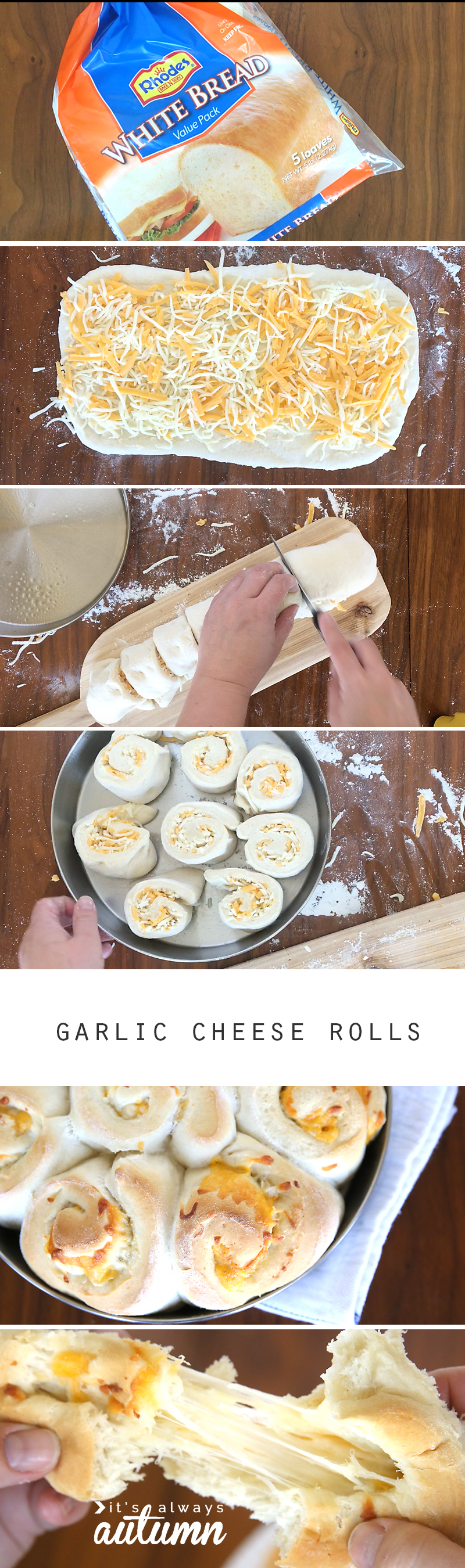 steps for making garlic cheese rolls