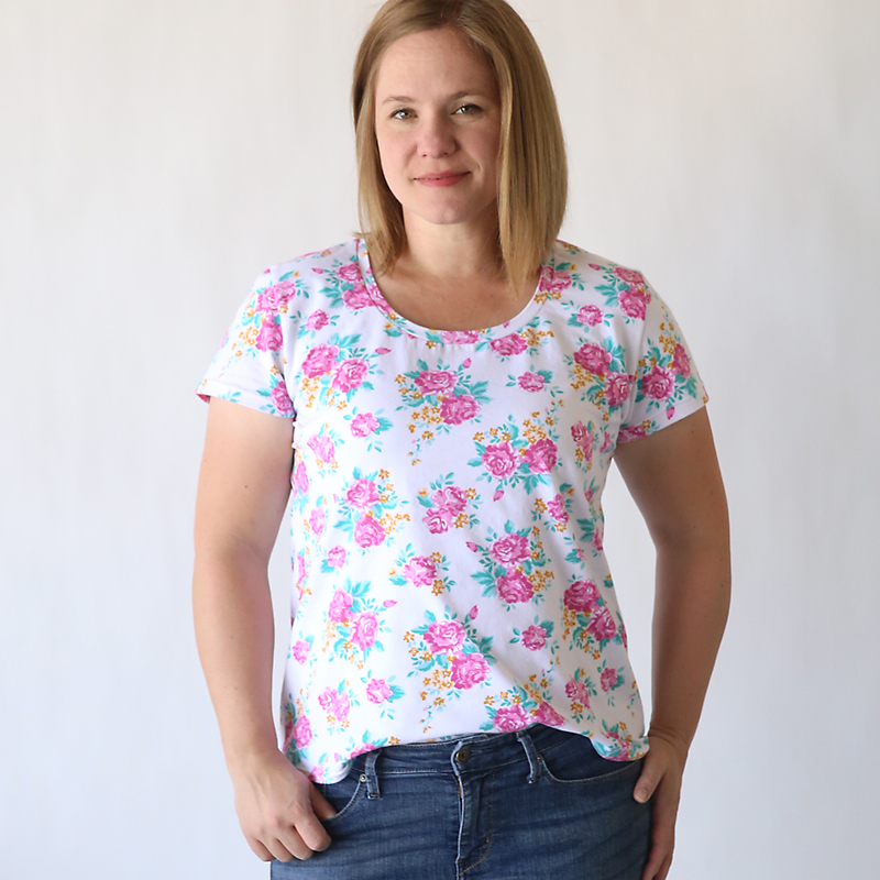Learn to make a classic tee with this easy womens sewing tutorial and free pattern in size L. How to sew a t-shirt for women.