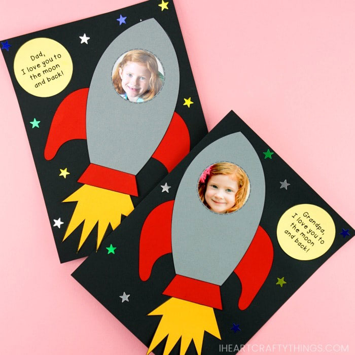 Rocket photo card for dad - Fathers Day card ideas kids can make