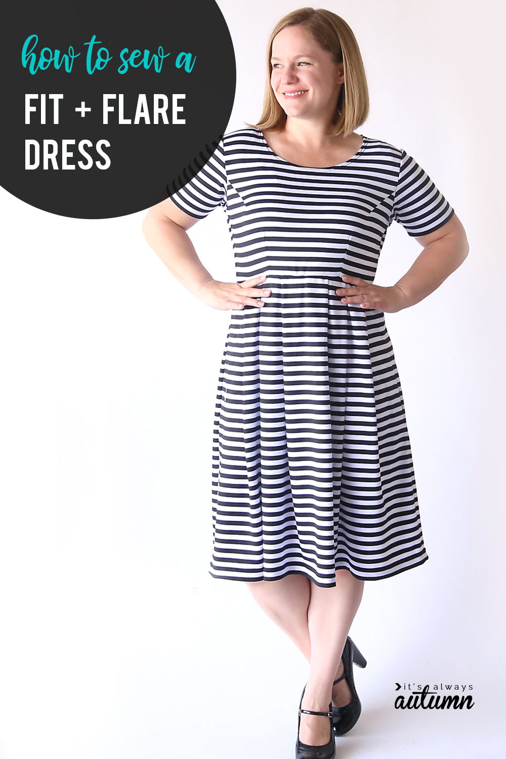 sew the perfect knit fit & flare dress (without a pattern!) - It's