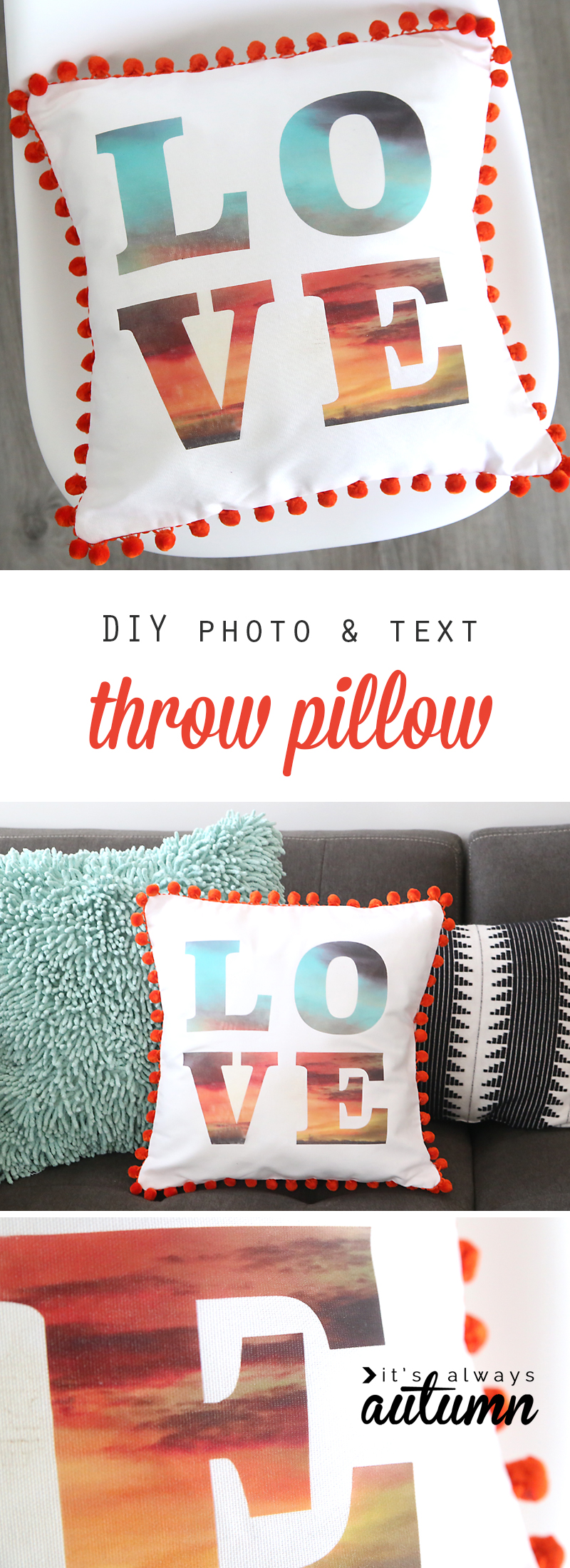 diy photo text throw
