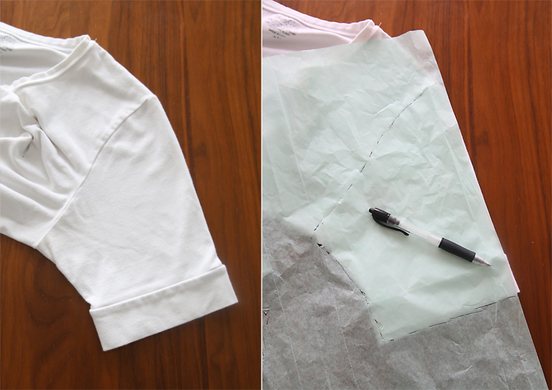 Tracing around a sleeve to create a pattern