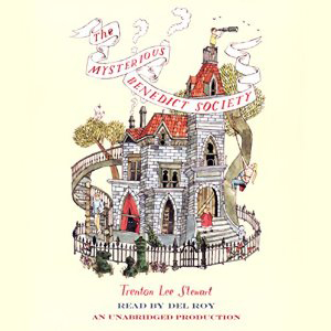 The Mysterious Benedict Society book cover, with an illlustration of a large house