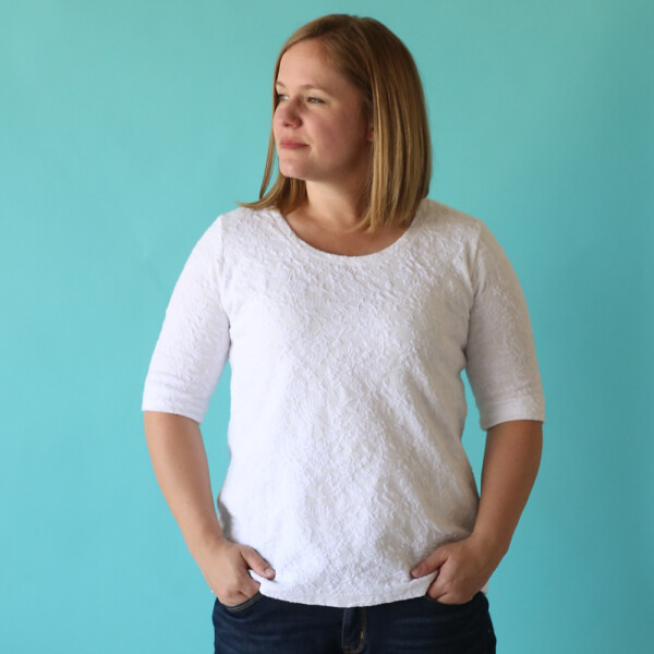 Get the free sewing pattern for a classic tee shirt and learn how easy it is to sew a t-shirt.
