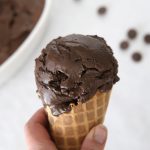 Dark chocolate fudge ice cream cone