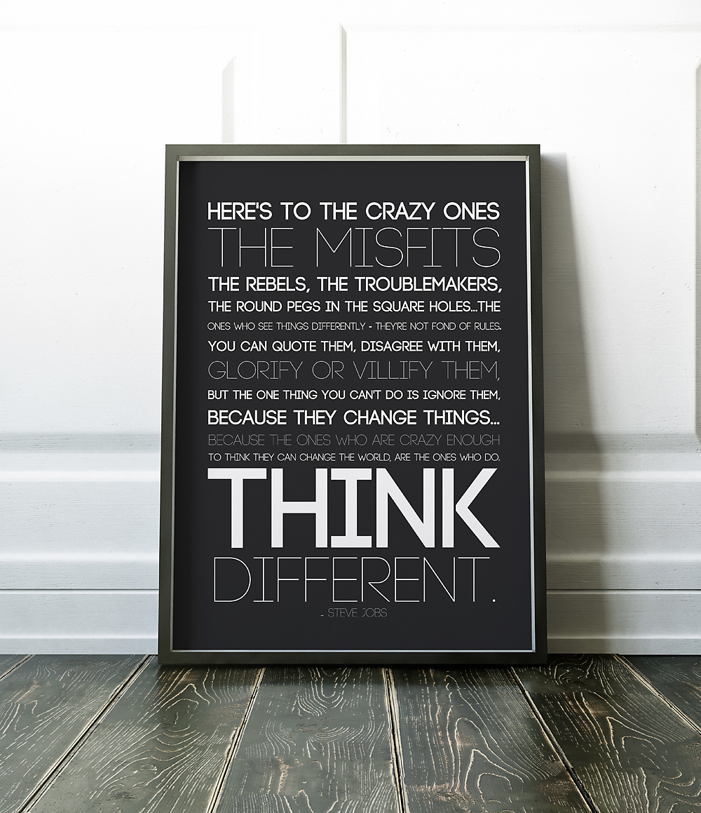 Black quote print in a frame