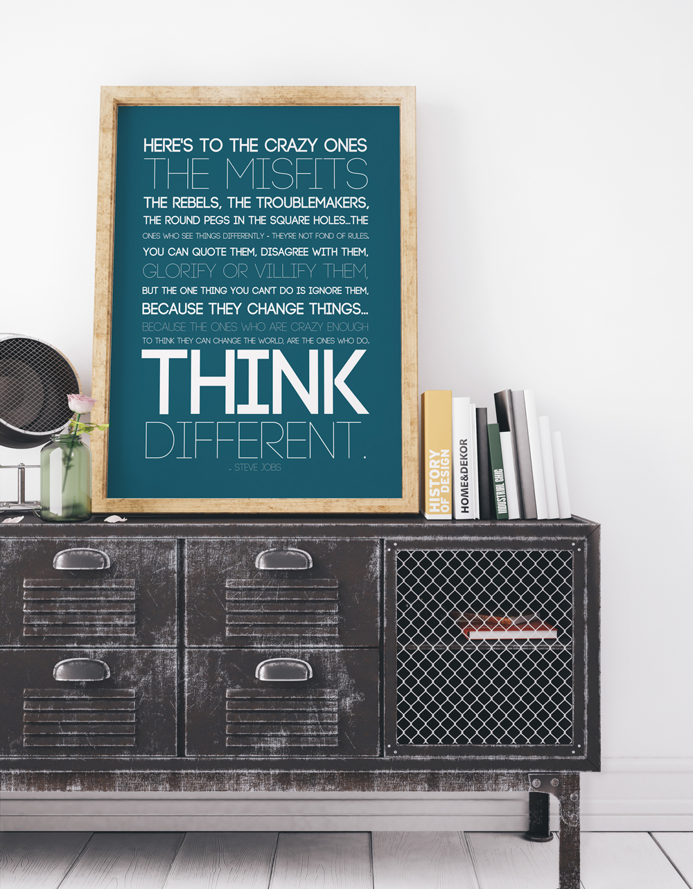 Turquoise Steve Jobs quote printable in a frame 