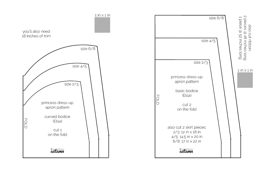 Elsa dress up apron pdf sewing pattern