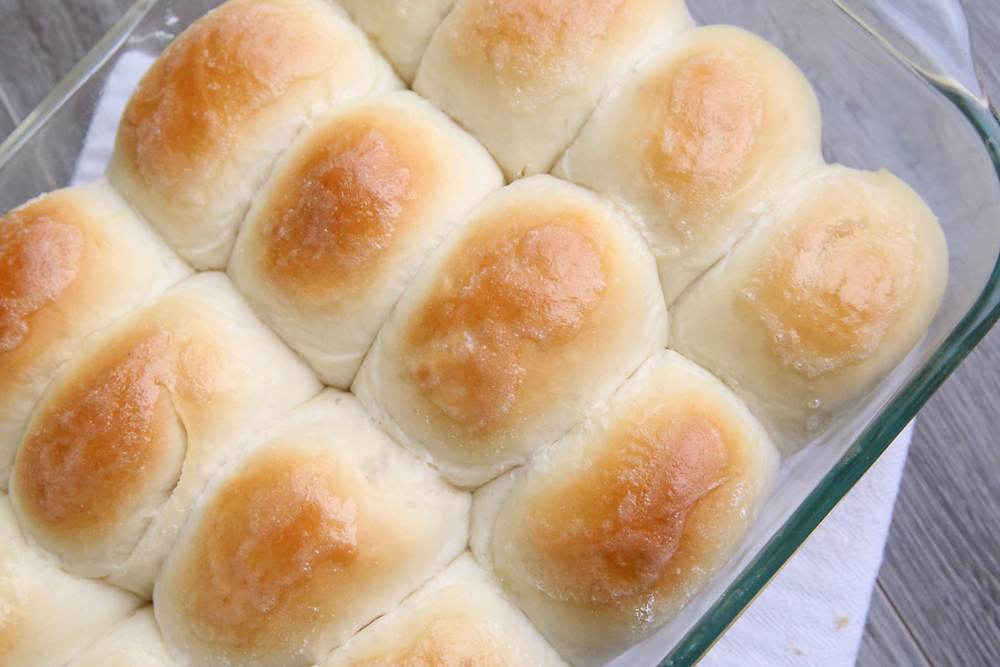 White bread rolls in a 9x13 pan