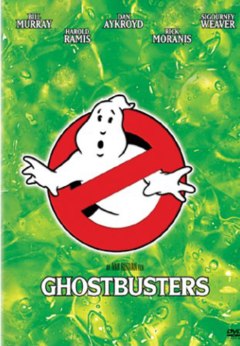 Movie Cover for Ghostbusters: ghost inside a red circle with a slash through it