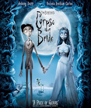 Movie Cover for Corpse Bride: A corpse man and his bride holding hands