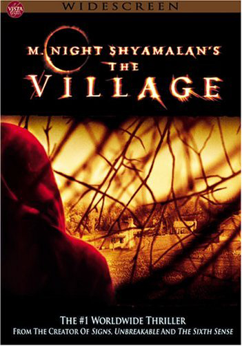 Movie cover for The Village: hooded figure looking through a fence