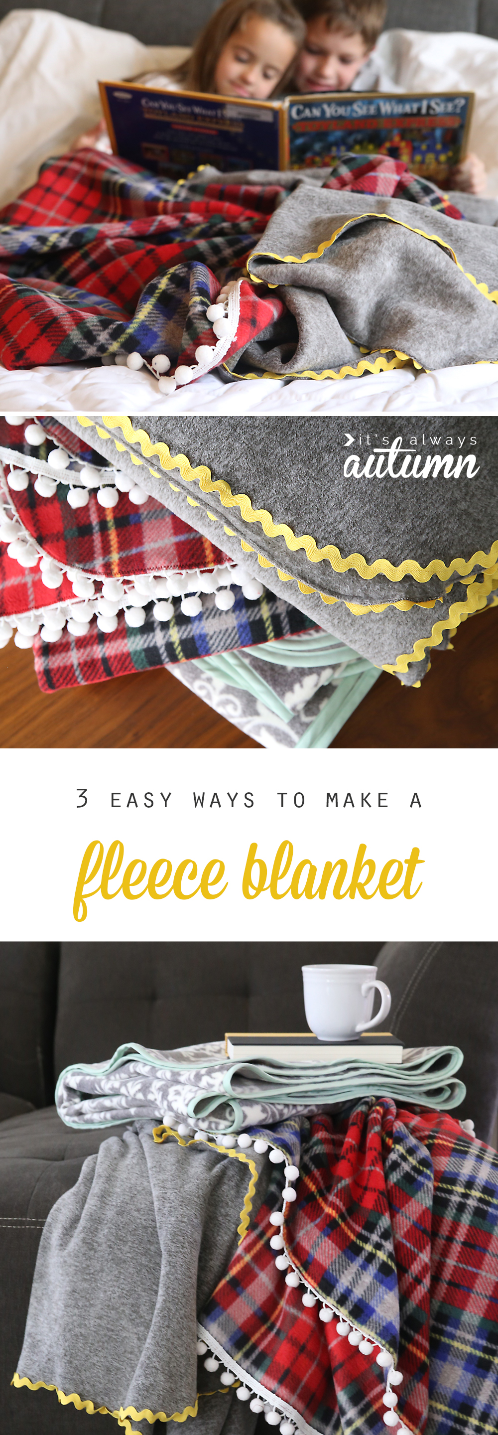 These DIY fleece blankets are gorgeous! How to make a fleece blanket. Great DIY Christmas or holiday gift idea!
