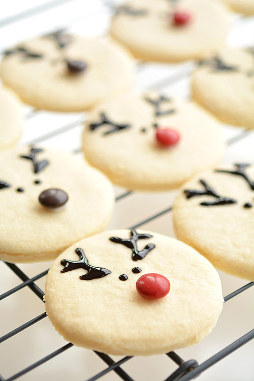 Cookies decorated to look like reindeer Christmas treats