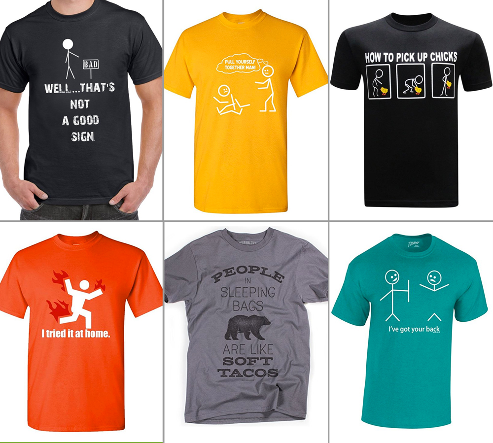 t-shirts with silly jokes on them