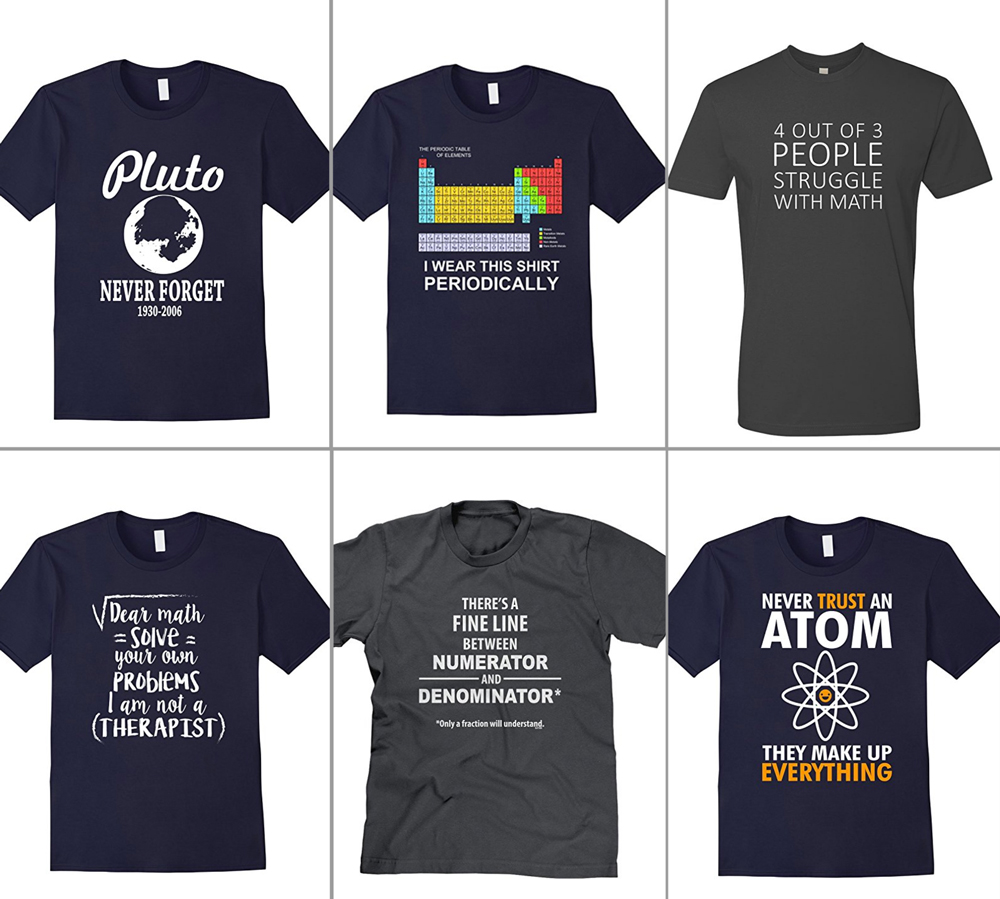 t-shirts with jokes about science on them