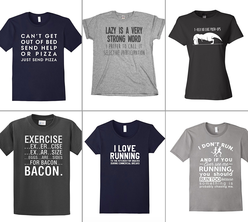 t-shirts with jokes about exercise on them