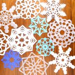 Paper snowflakes in various shapes and sizes