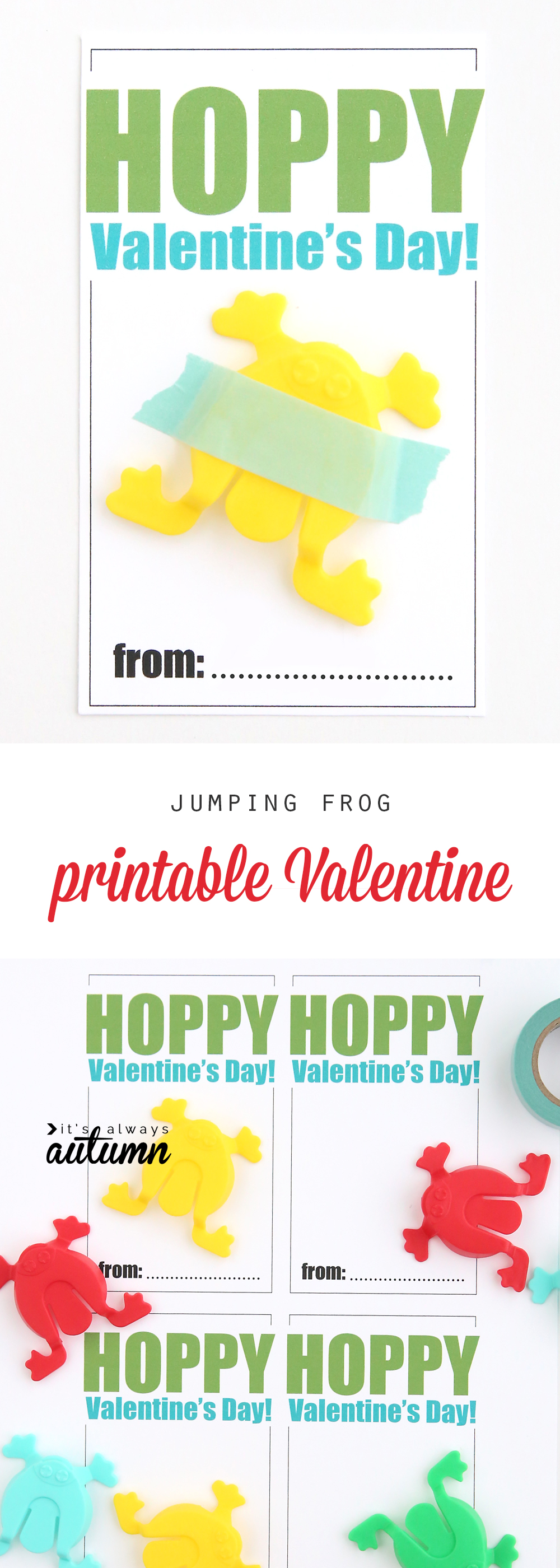 Jumping frog Valentine\'s Day card