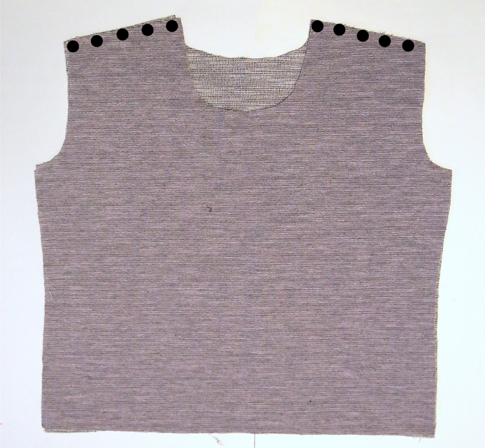 Sweatshirt bodice front and bodice back, marked at the shoulder seam