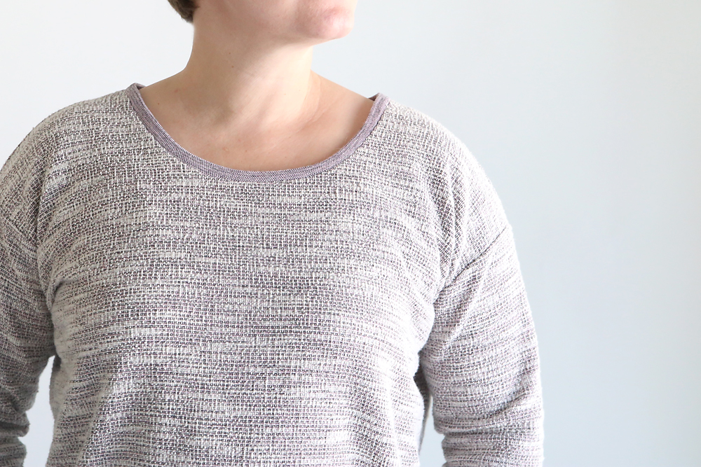 Closeup of finished neckline