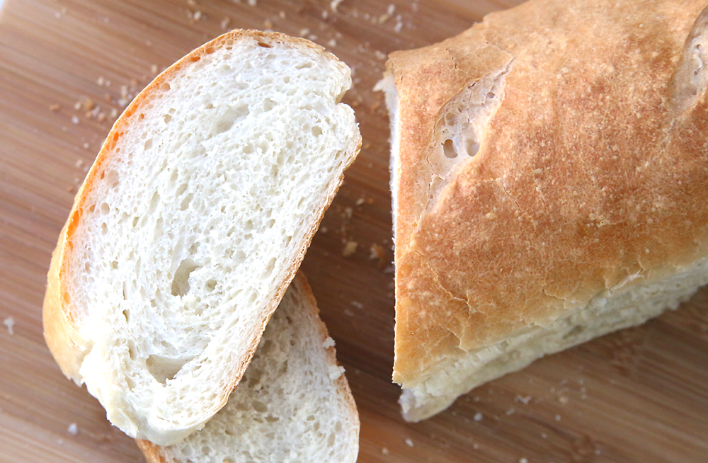 A loaf of french bread cut into slices